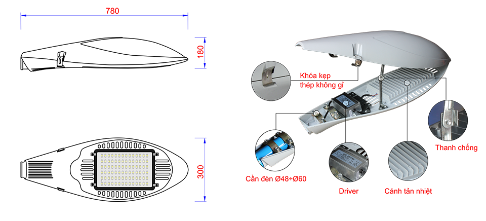 Đèn đường LED 70W 75W 85W ANITA78-LED84