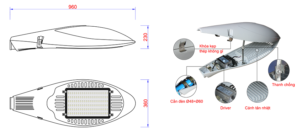 Đèn đường LED 95W 105W 120W ANITA96-LED120