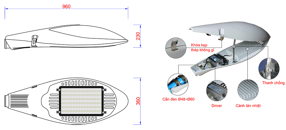 Đèn đường LED 120W 135W 150W ANITA96-LED150