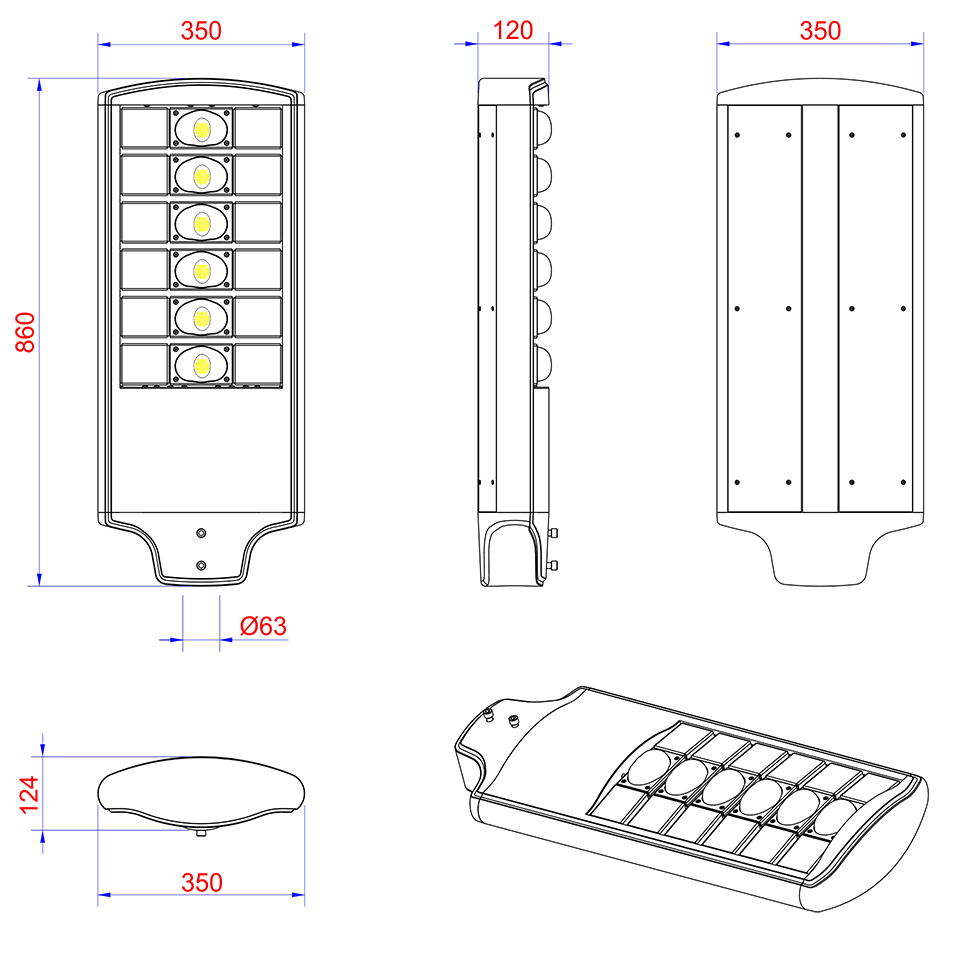 Đèn LED đường phố 140W 150W 165W DIM