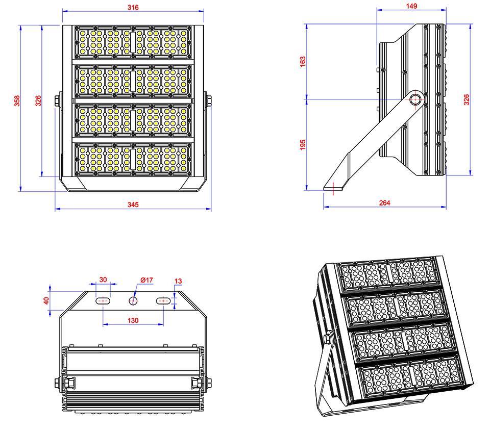đèn pha LED 175w dimming