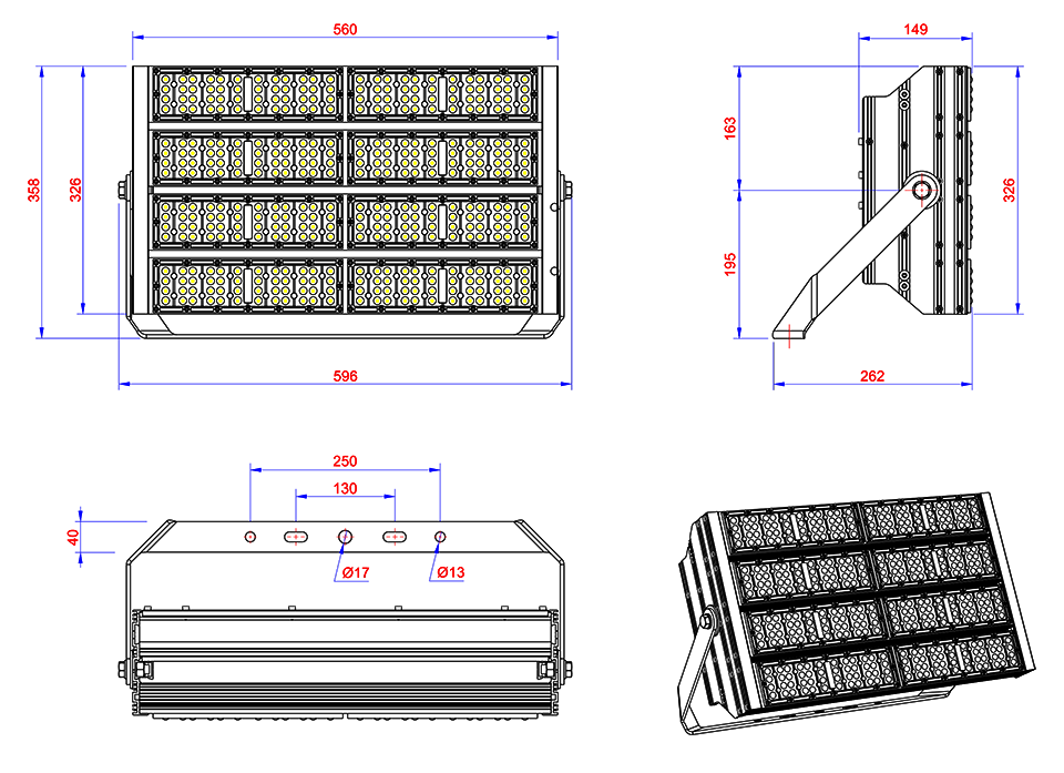 đèn pha LED 340w dimming
